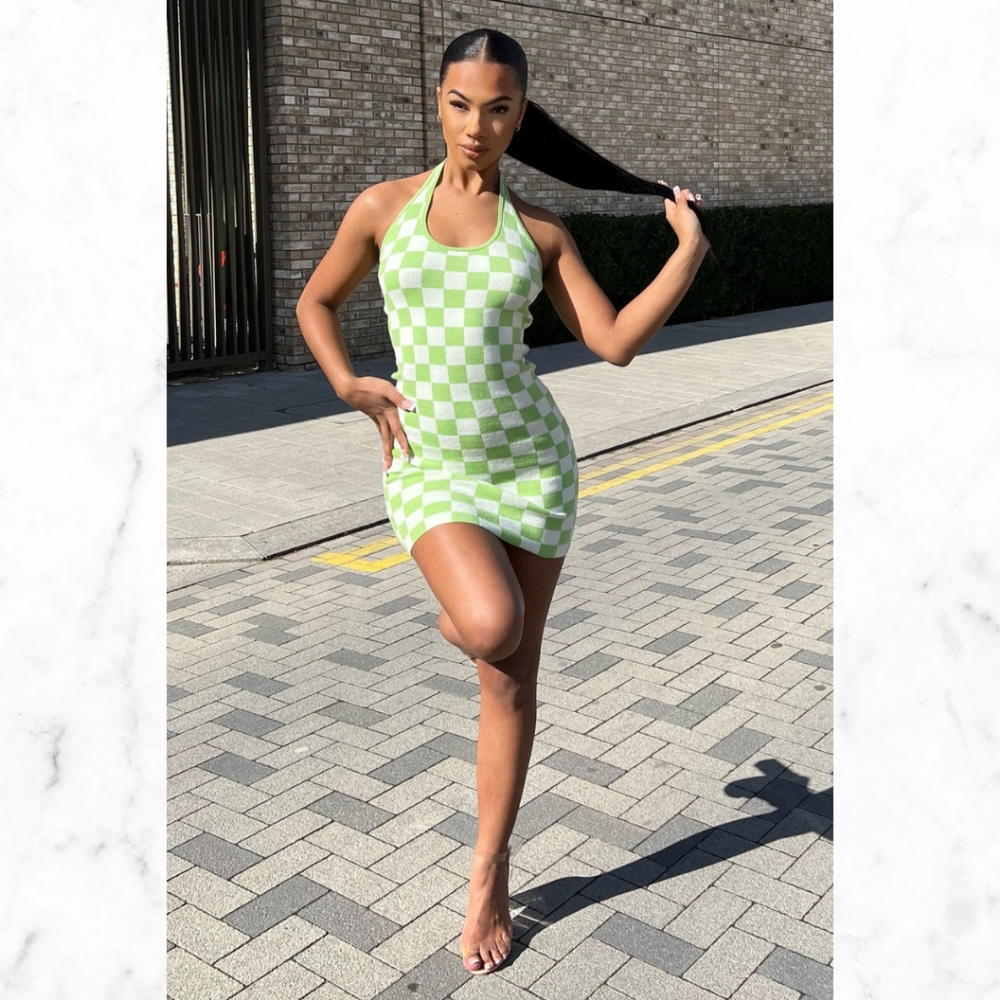Check It Out Sweater Mini Dress - Lime XL